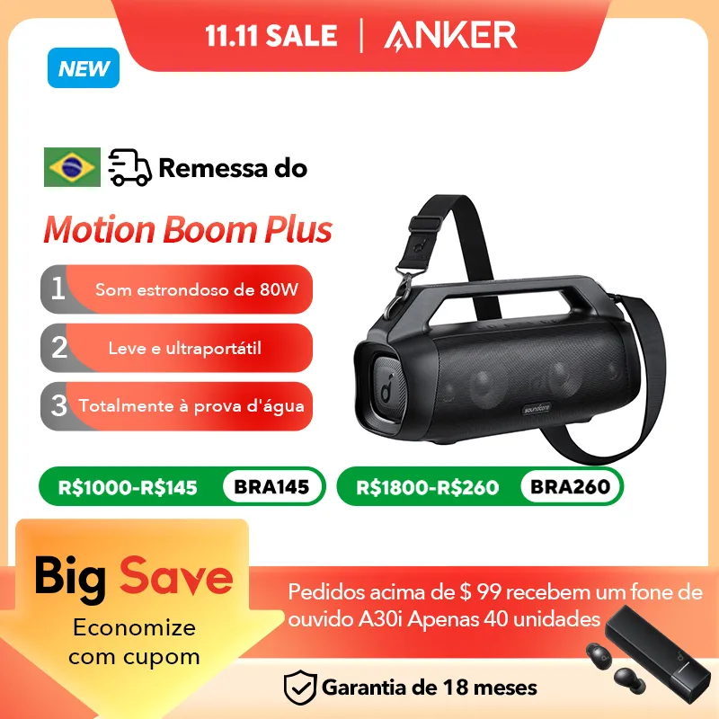 Soundcore By Anker Motion Boom Plus Alto-Falante Porttil 80w Alto-Falante Som Estreo Alto-Falantes Bluetooth Caixa De Som Alto-Falante Bluetooth